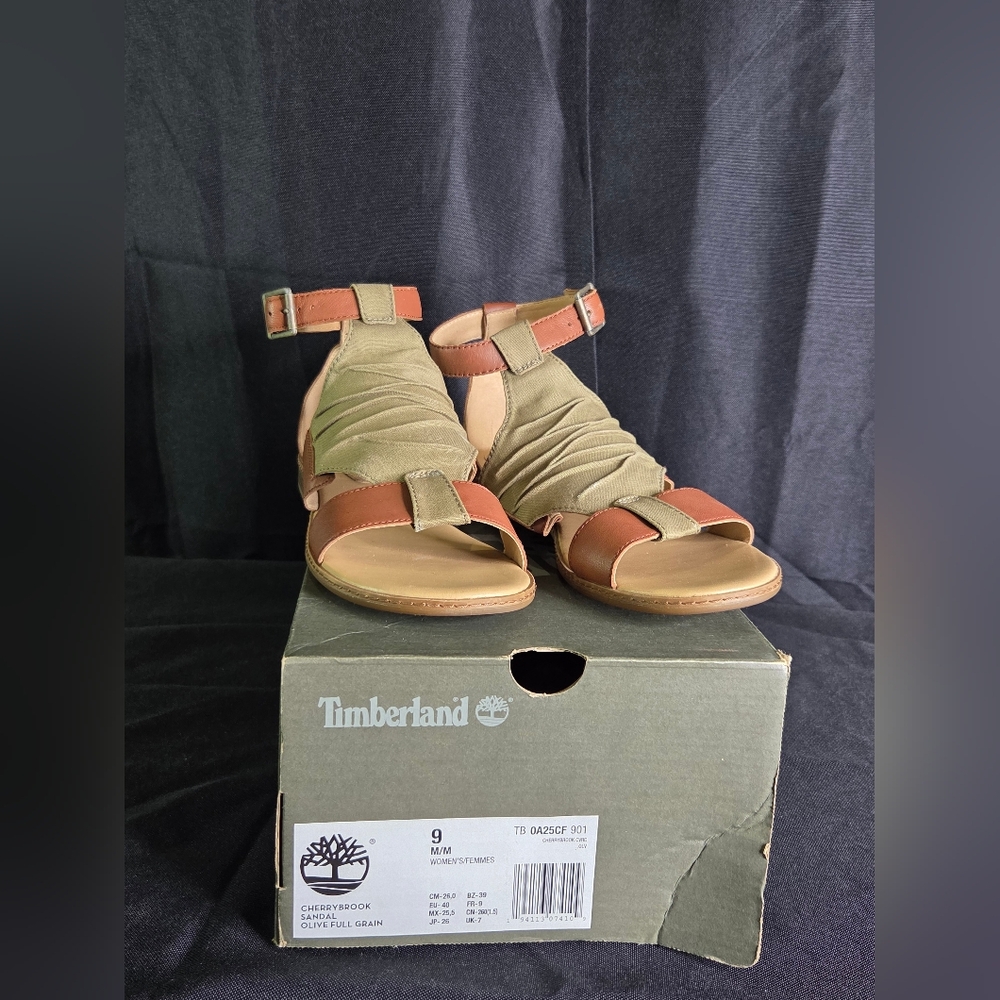 Women's Timberland Cherrybrook Ankle Strap Sandal Olive  A25CF Size 9